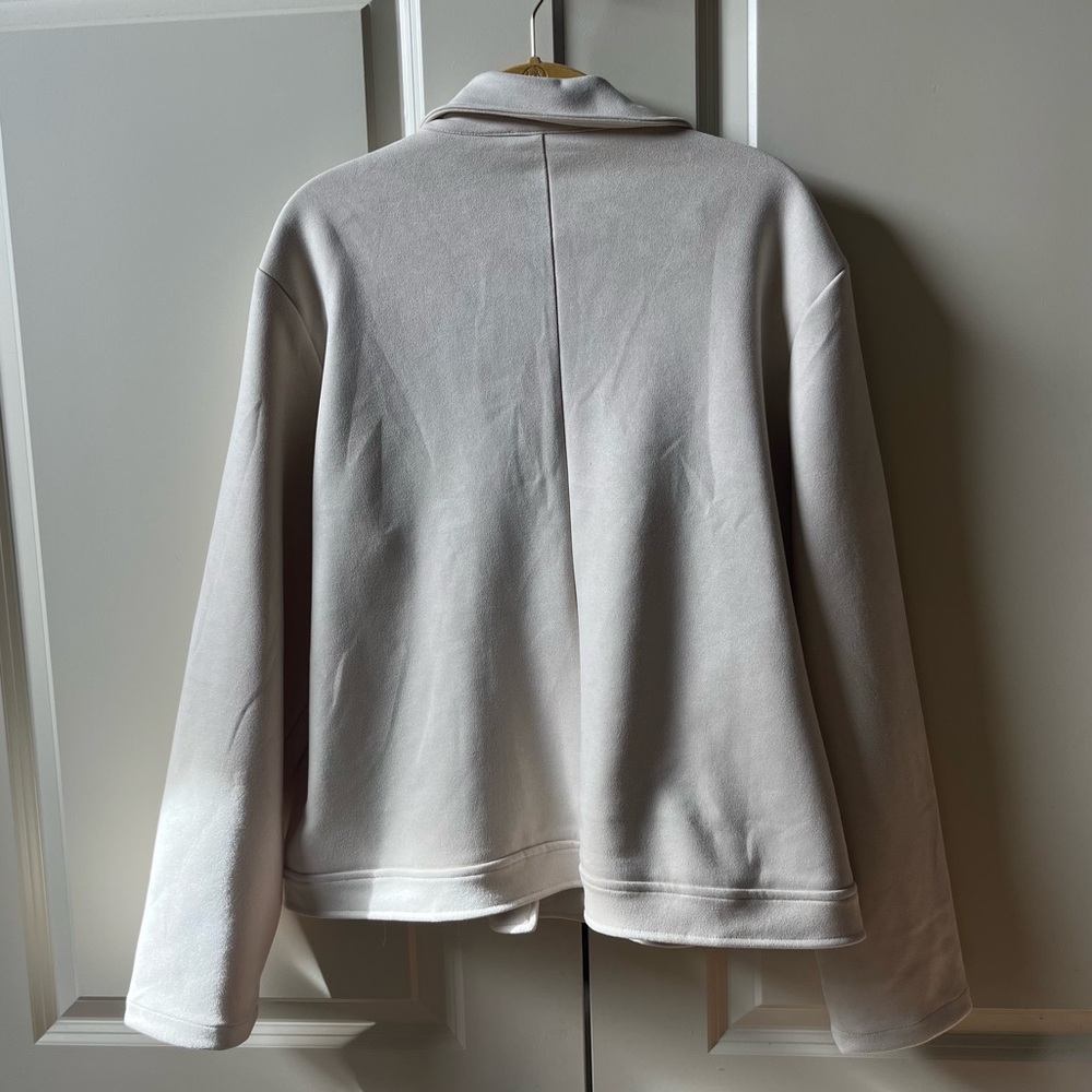 NEW cream-colored faux-suede moto jacket Vegan Jacket size XL - Picture 4 of 8